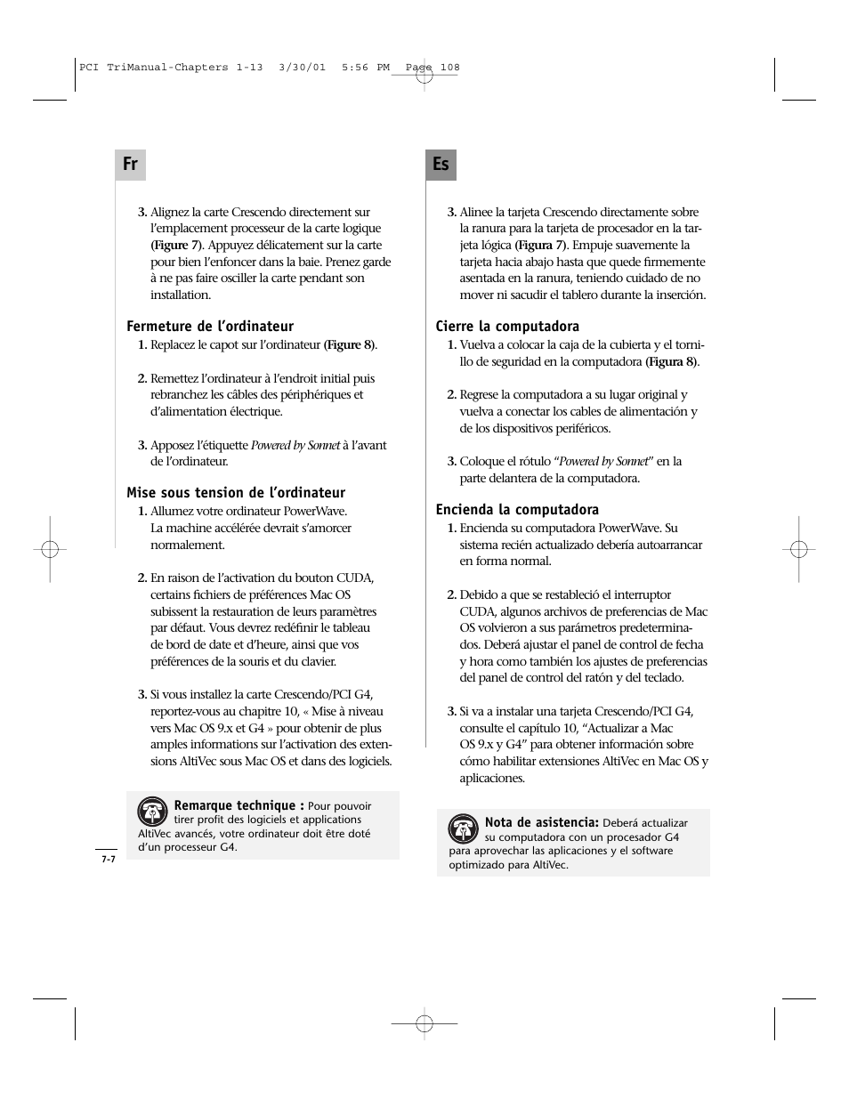 Es fr | Sonnet Technologies Crescendo_PCI Processor Upgrade Card User Manual | Page 126 / 179
