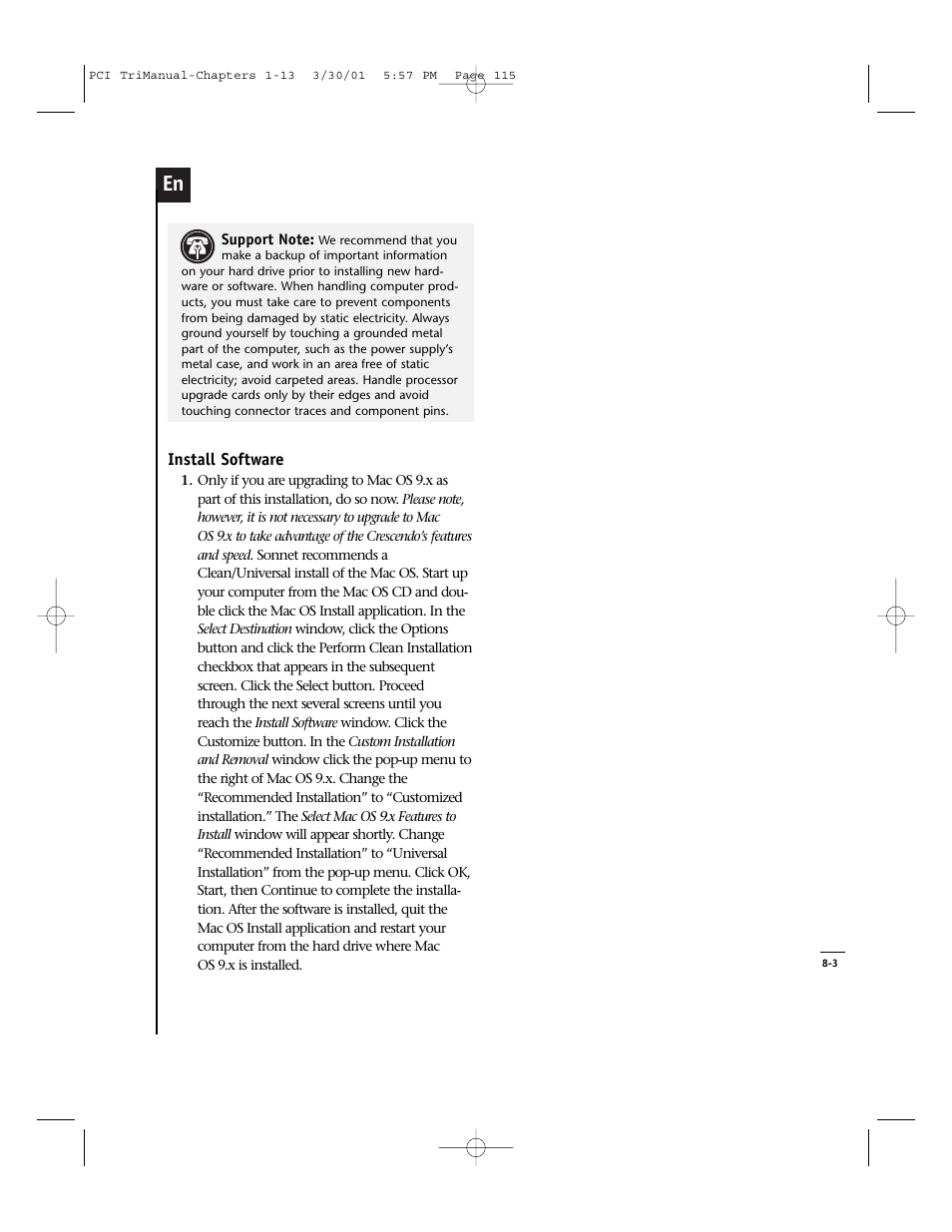 Sonnet Technologies Crescendo_PCI Processor Upgrade Card User Manual | Page 133 / 179