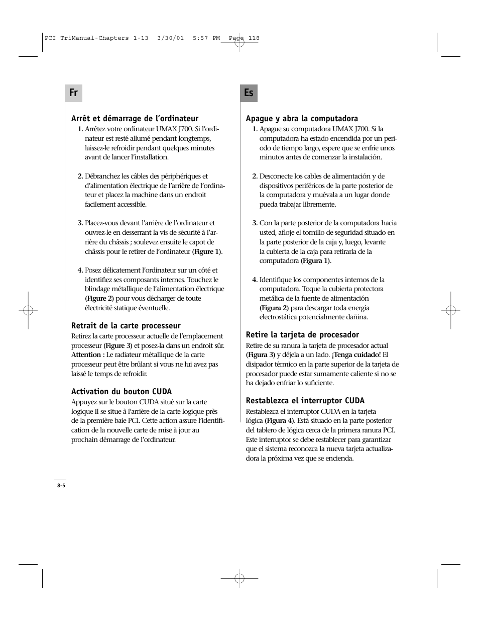 Es fr | Sonnet Technologies Crescendo_PCI Processor Upgrade Card User Manual | Page 136 / 179