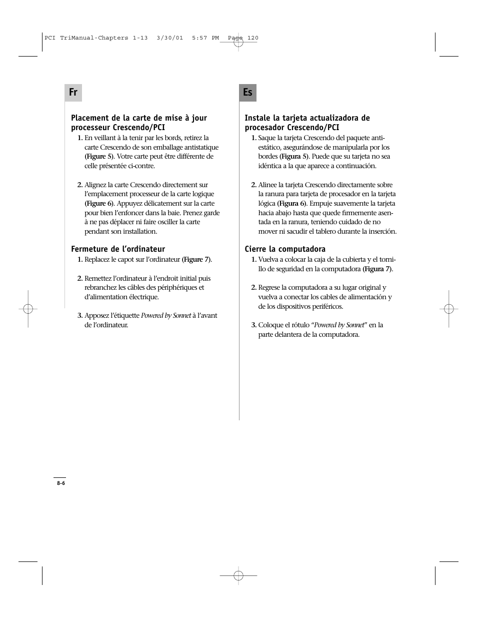 Es fr | Sonnet Technologies Crescendo_PCI Processor Upgrade Card User Manual | Page 138 / 179