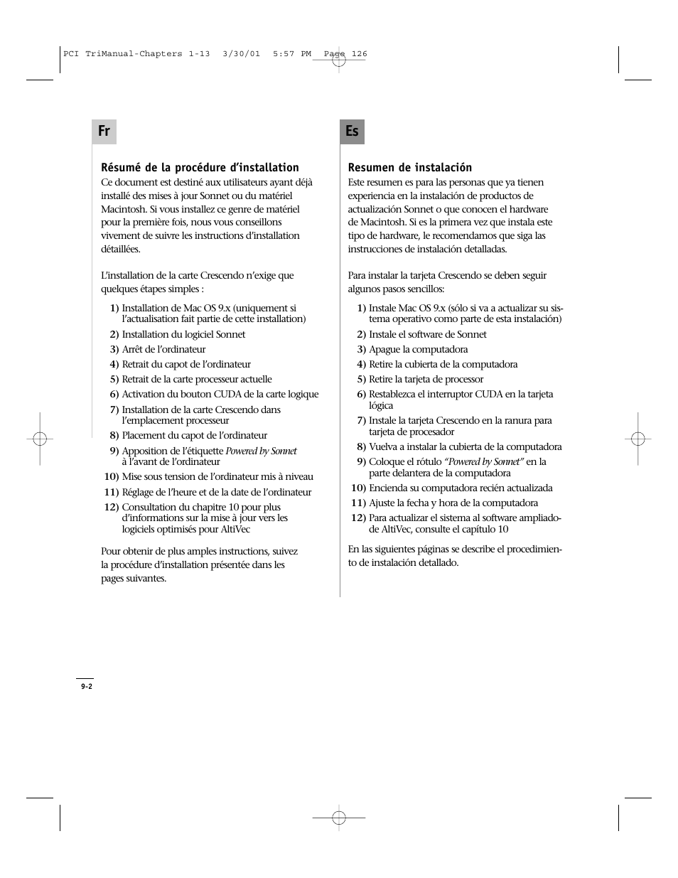 Es fr | Sonnet Technologies Crescendo_PCI Processor Upgrade Card User Manual | Page 144 / 179