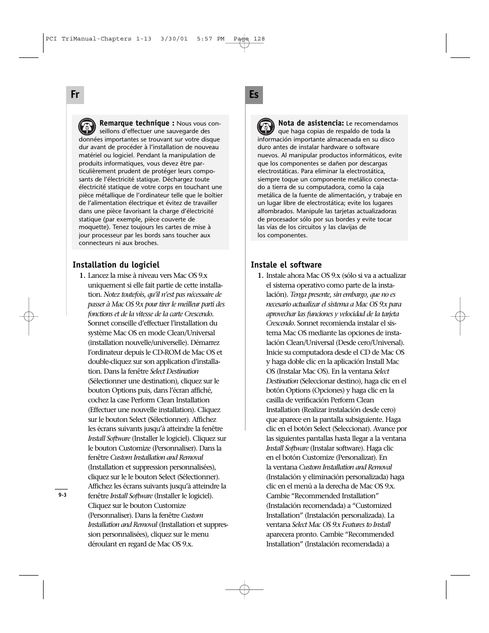 Es fr | Sonnet Technologies Crescendo_PCI Processor Upgrade Card User Manual | Page 146 / 179