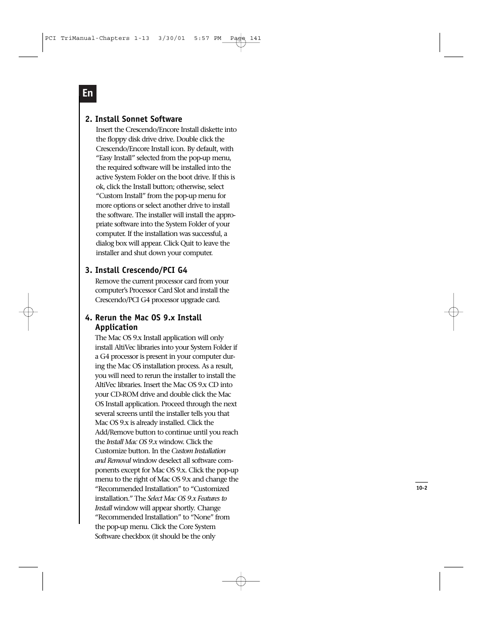 Sonnet Technologies Crescendo_PCI Processor Upgrade Card User Manual | Page 159 / 179