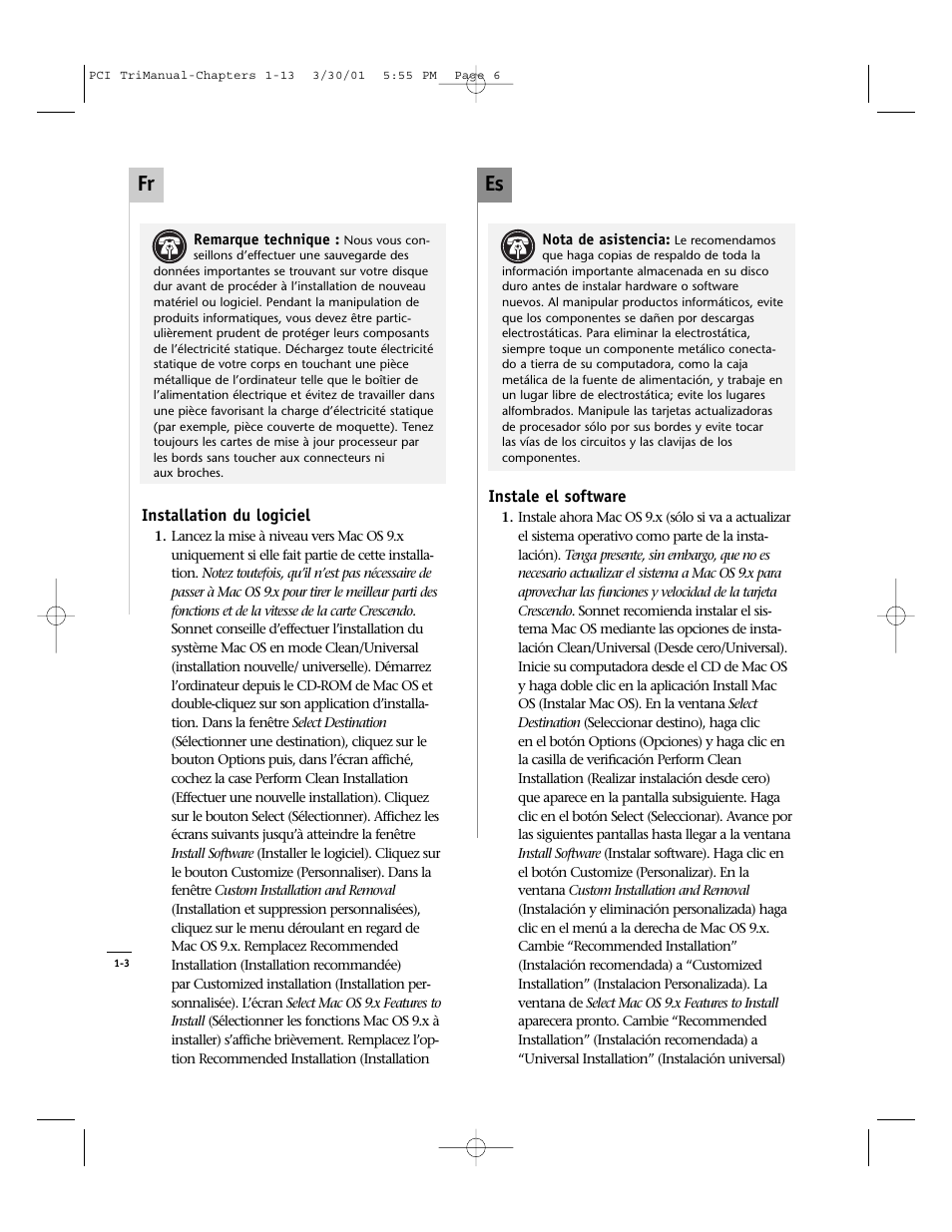 Es fr | Sonnet Technologies Crescendo_PCI Processor Upgrade Card User Manual | Page 24 / 179