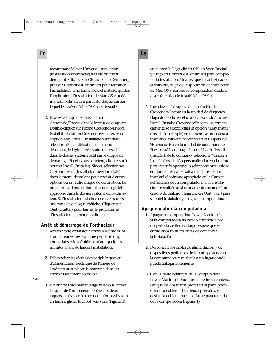 Es fr | Sonnet Technologies Crescendo_PCI Processor Upgrade Card User Manual | Page 26 / 179