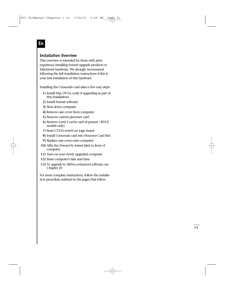 Sonnet Technologies Crescendo_PCI Processor Upgrade Card User Manual | Page 39 / 179