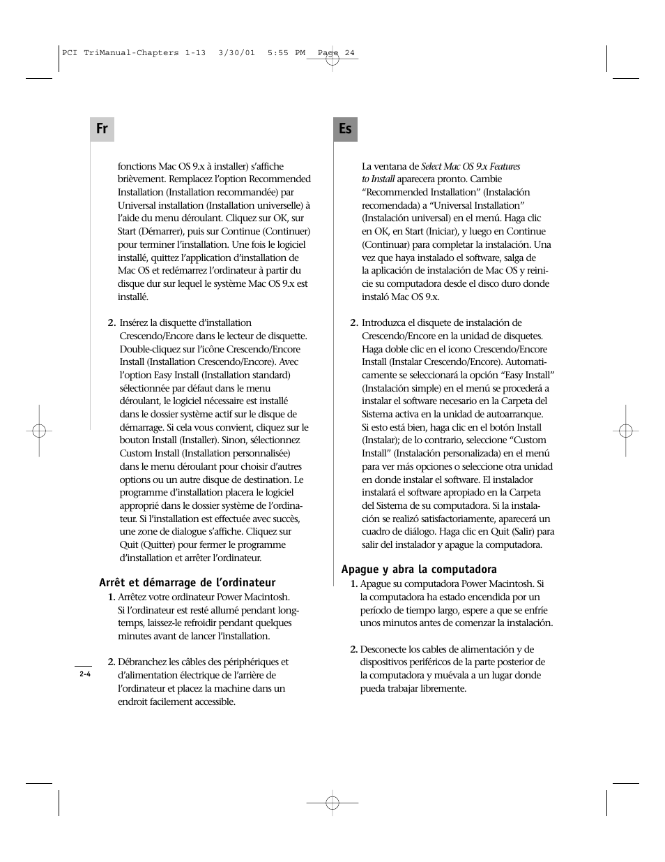 Es fr | Sonnet Technologies Crescendo_PCI Processor Upgrade Card User Manual | Page 42 / 179