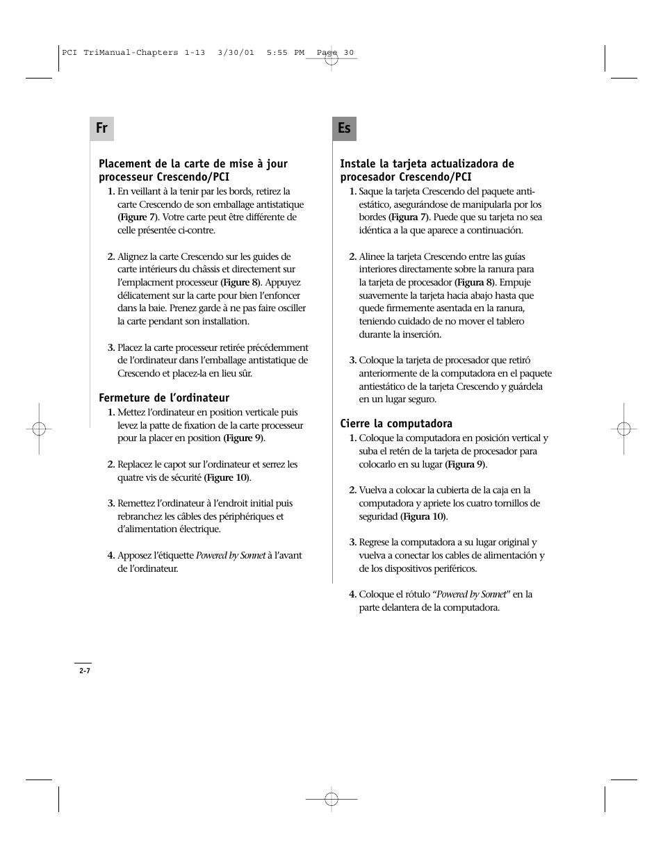 Es fr | Sonnet Technologies Crescendo_PCI Processor Upgrade Card User Manual | Page 48 / 179