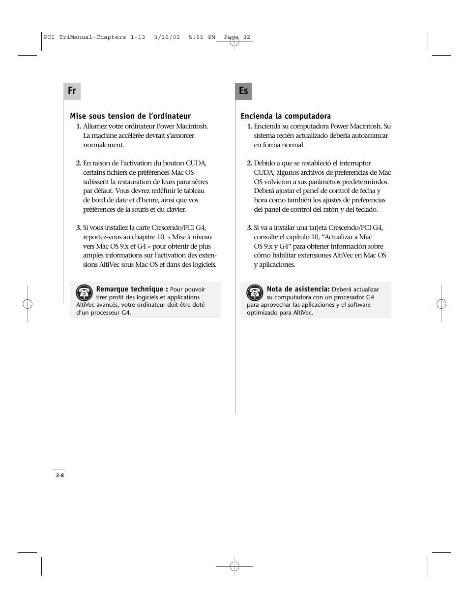 Es fr | Sonnet Technologies Crescendo_PCI Processor Upgrade Card User Manual | Page 50 / 179