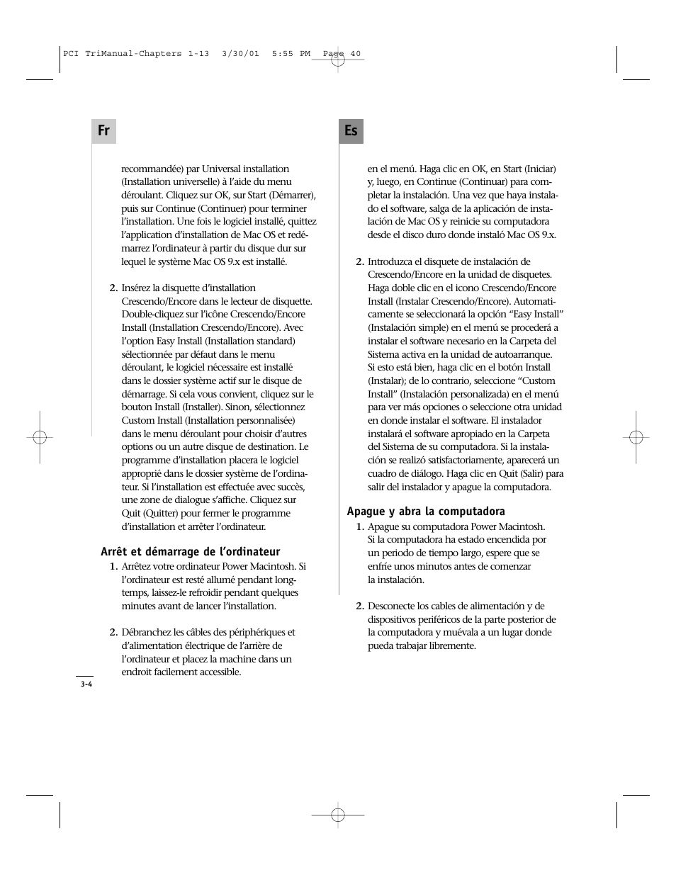 Es fr | Sonnet Technologies Crescendo_PCI Processor Upgrade Card User Manual | Page 58 / 179