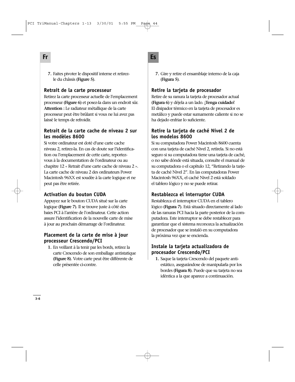 Es fr | Sonnet Technologies Crescendo_PCI Processor Upgrade Card User Manual | Page 62 / 179