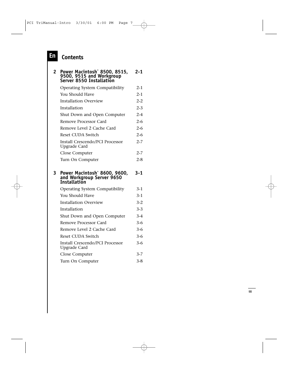 Sonnet Technologies Crescendo_PCI Processor Upgrade Card User Manual | Page 7 / 179