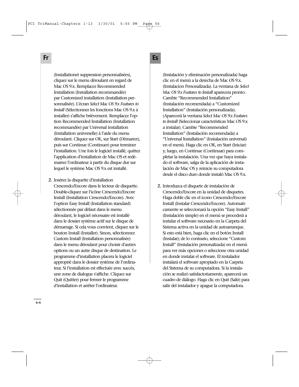 Es fr | Sonnet Technologies Crescendo_PCI Processor Upgrade Card User Manual | Page 74 / 179