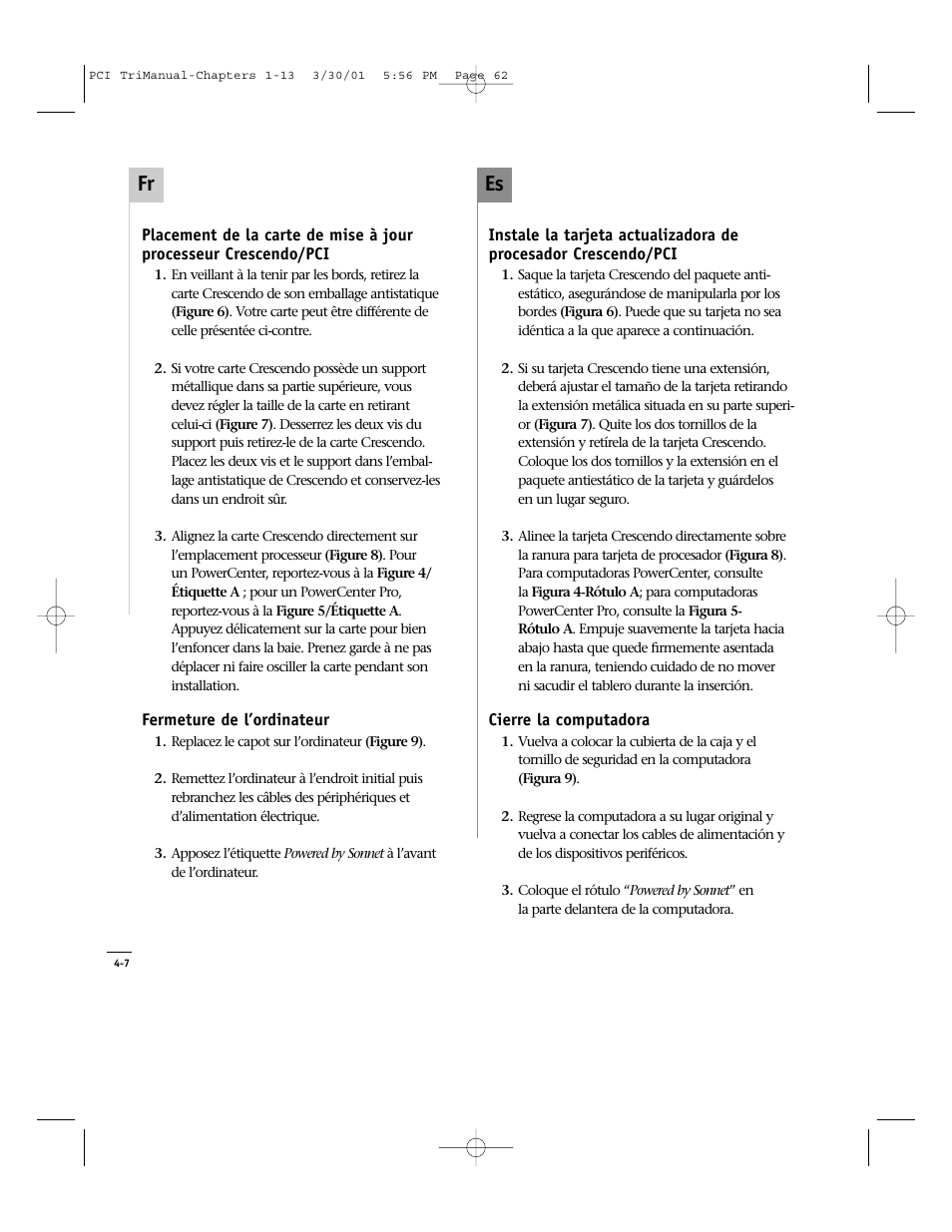 Es fr | Sonnet Technologies Crescendo_PCI Processor Upgrade Card User Manual | Page 80 / 179
