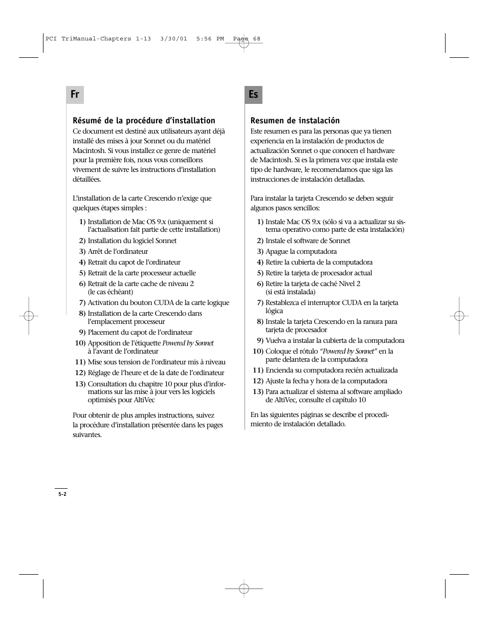Es fr | Sonnet Technologies Crescendo_PCI Processor Upgrade Card User Manual | Page 86 / 179