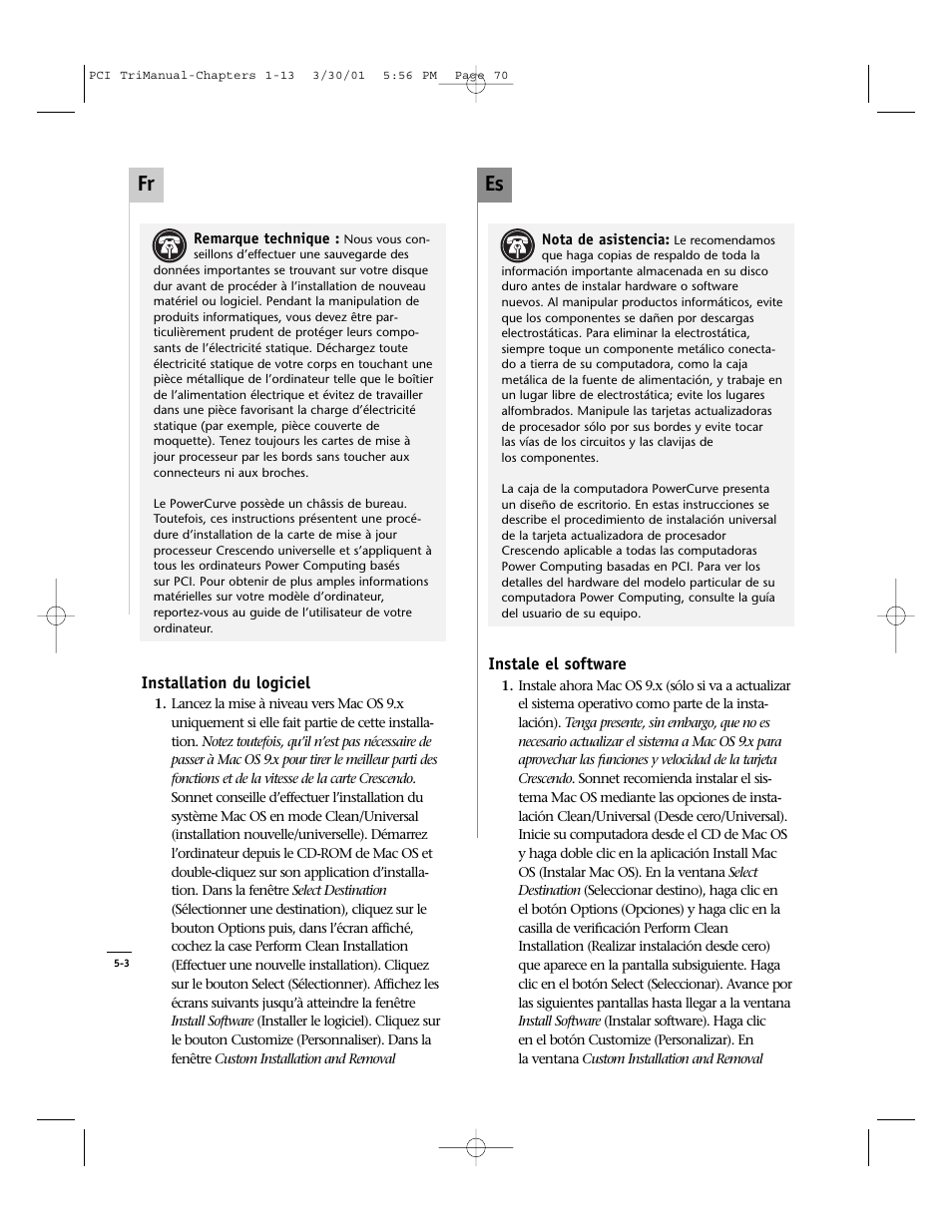 Es fr | Sonnet Technologies Crescendo_PCI Processor Upgrade Card User Manual | Page 88 / 179