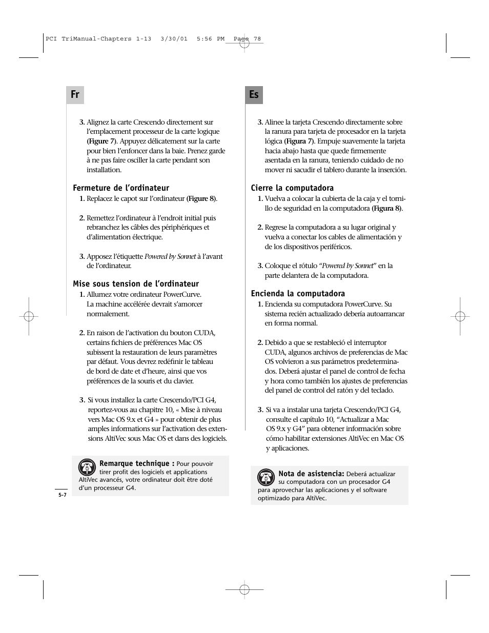 Es fr | Sonnet Technologies Crescendo_PCI Processor Upgrade Card User Manual | Page 96 / 179