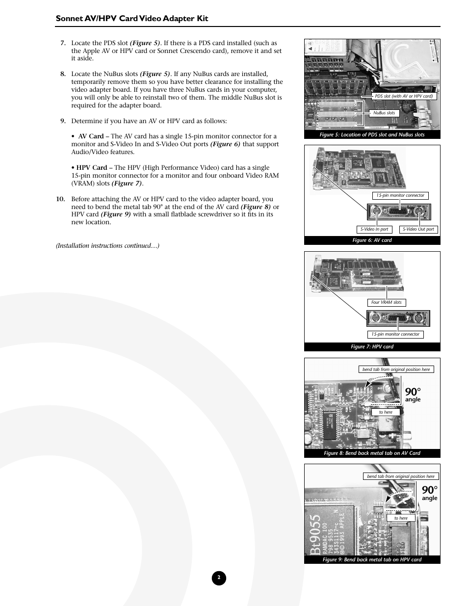 Sonnet av/hpv card video adapter kit | Sonnet Technologies AV_HPV Card Video Adapter Kit User Manual | Page 2 / 10