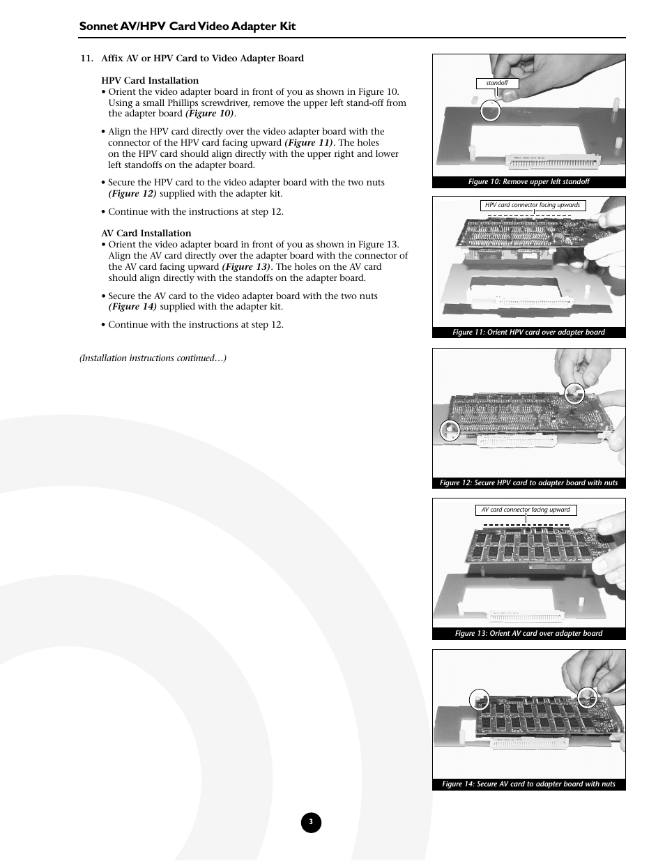 Sonnet av/hpv card video adapter kit | Sonnet Technologies AV_HPV Card Video Adapter Kit User Manual | Page 3 / 10