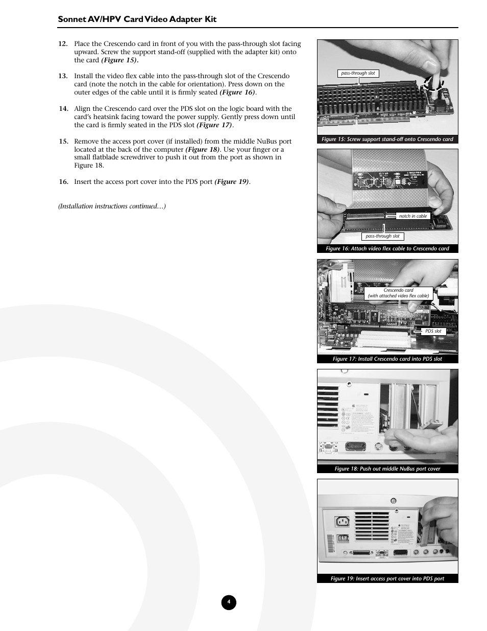 Sonnet av/hpv card video adapter kit | Sonnet Technologies AV_HPV Card Video Adapter Kit User Manual | Page 4 / 10
