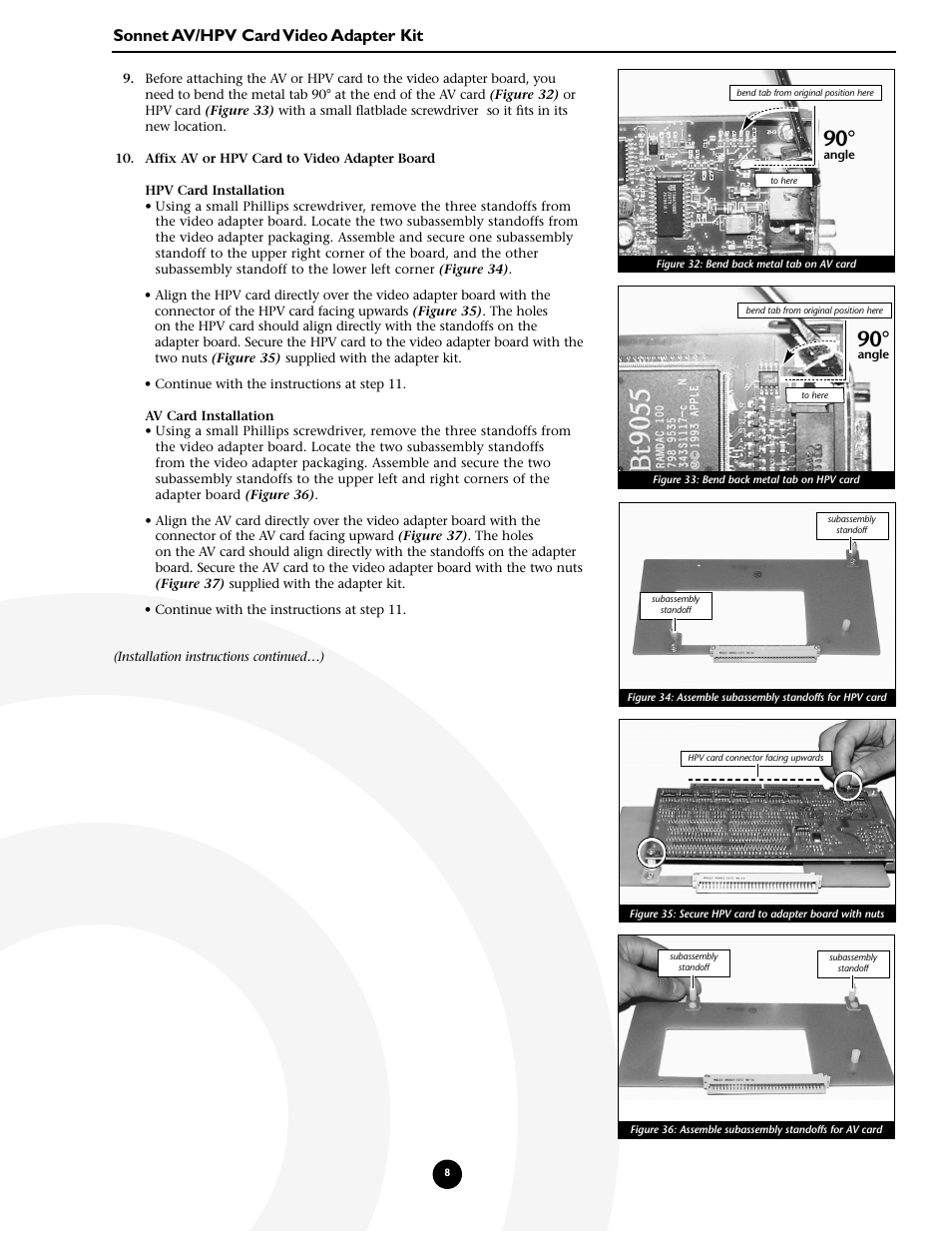 Sonnet av/hpv card video adapter kit | Sonnet Technologies AV_HPV Card Video Adapter Kit User Manual | Page 8 / 10