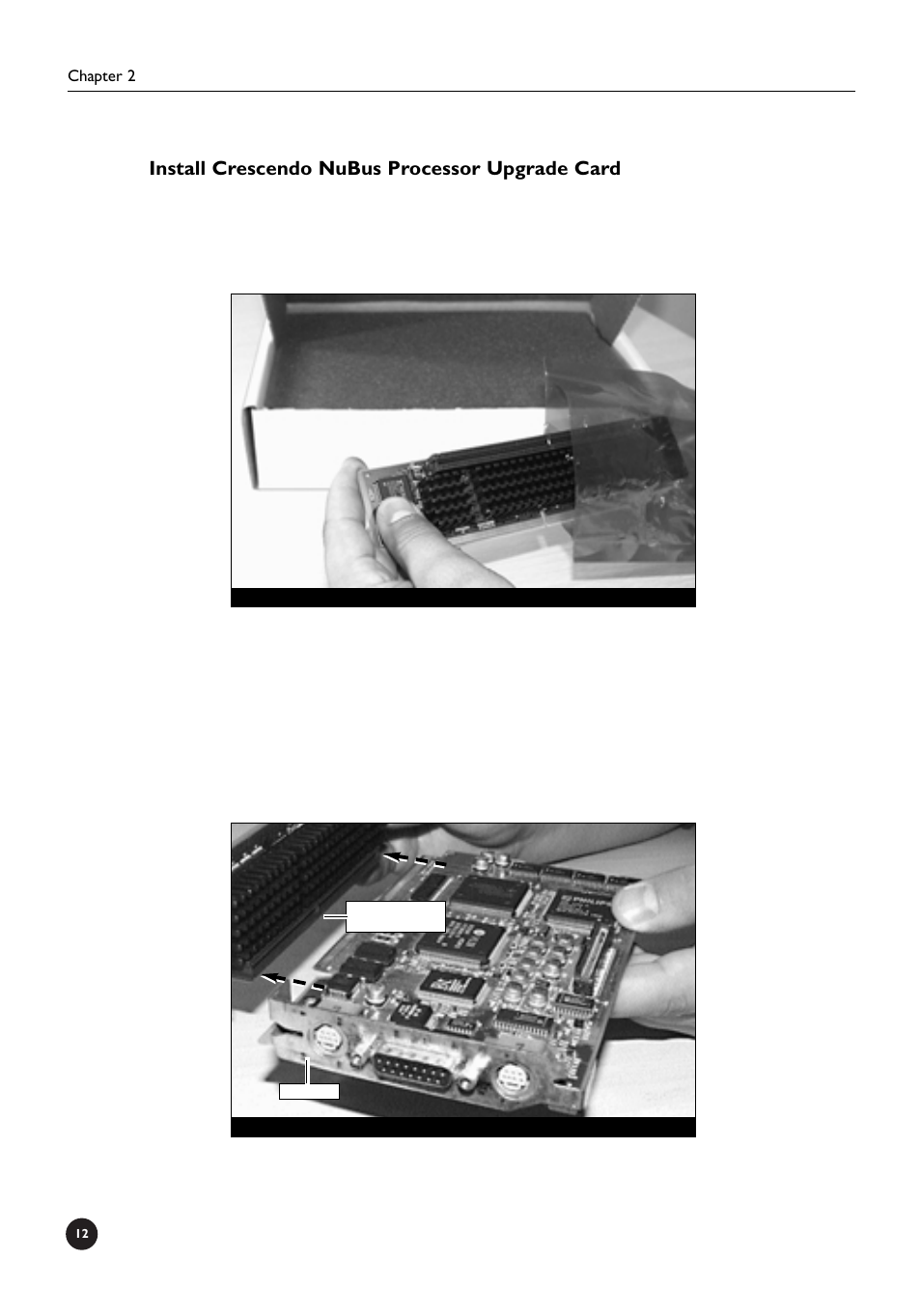 Install crescendo nubus processor upgrade card | Sonnet Technologies Crescendo_NuBus Processor Upgrade Card User Manual | Page 18 / 97