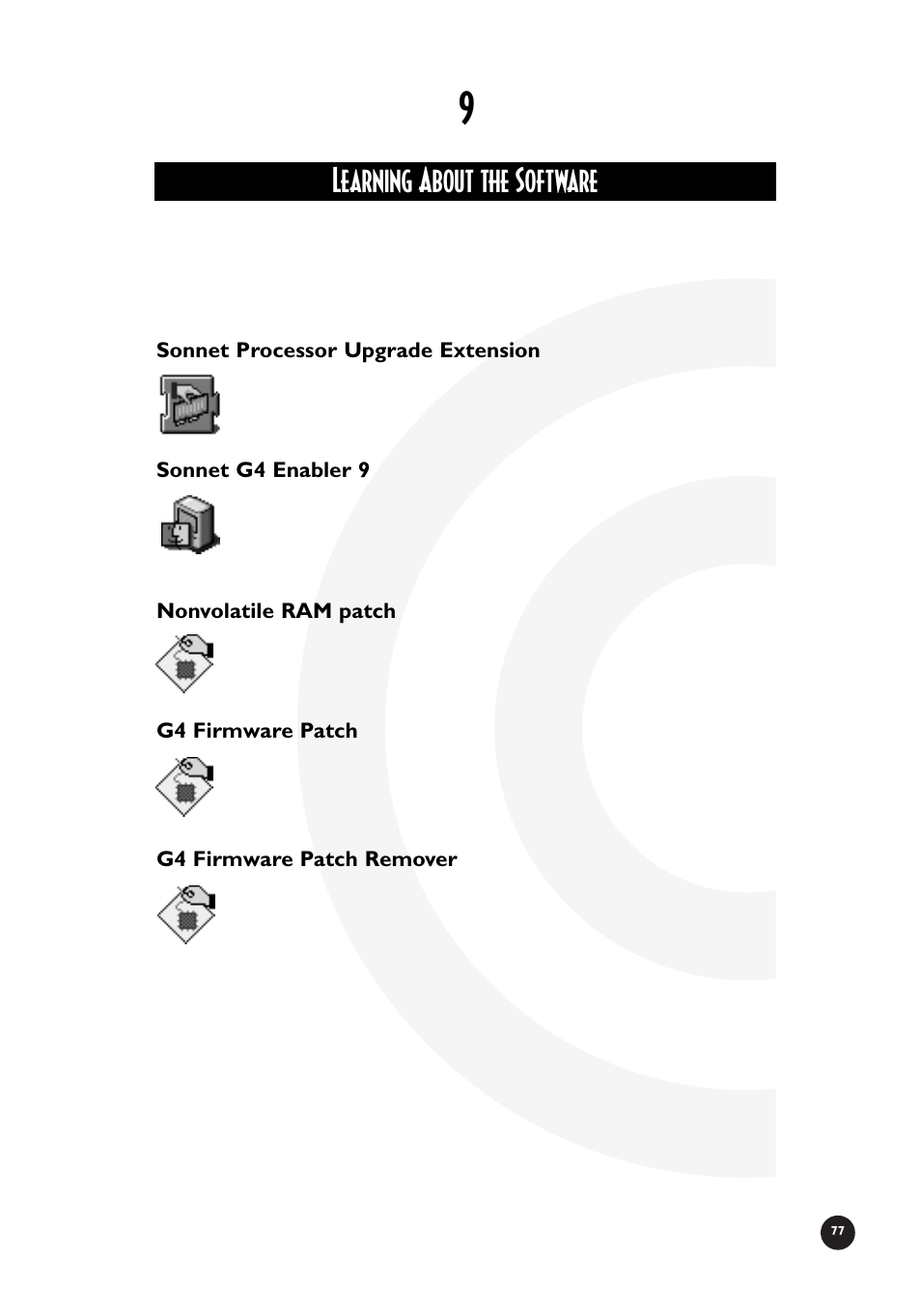 Learning about the software | Sonnet Technologies Crescendo_NuBus Processor Upgrade Card User Manual | Page 83 / 97