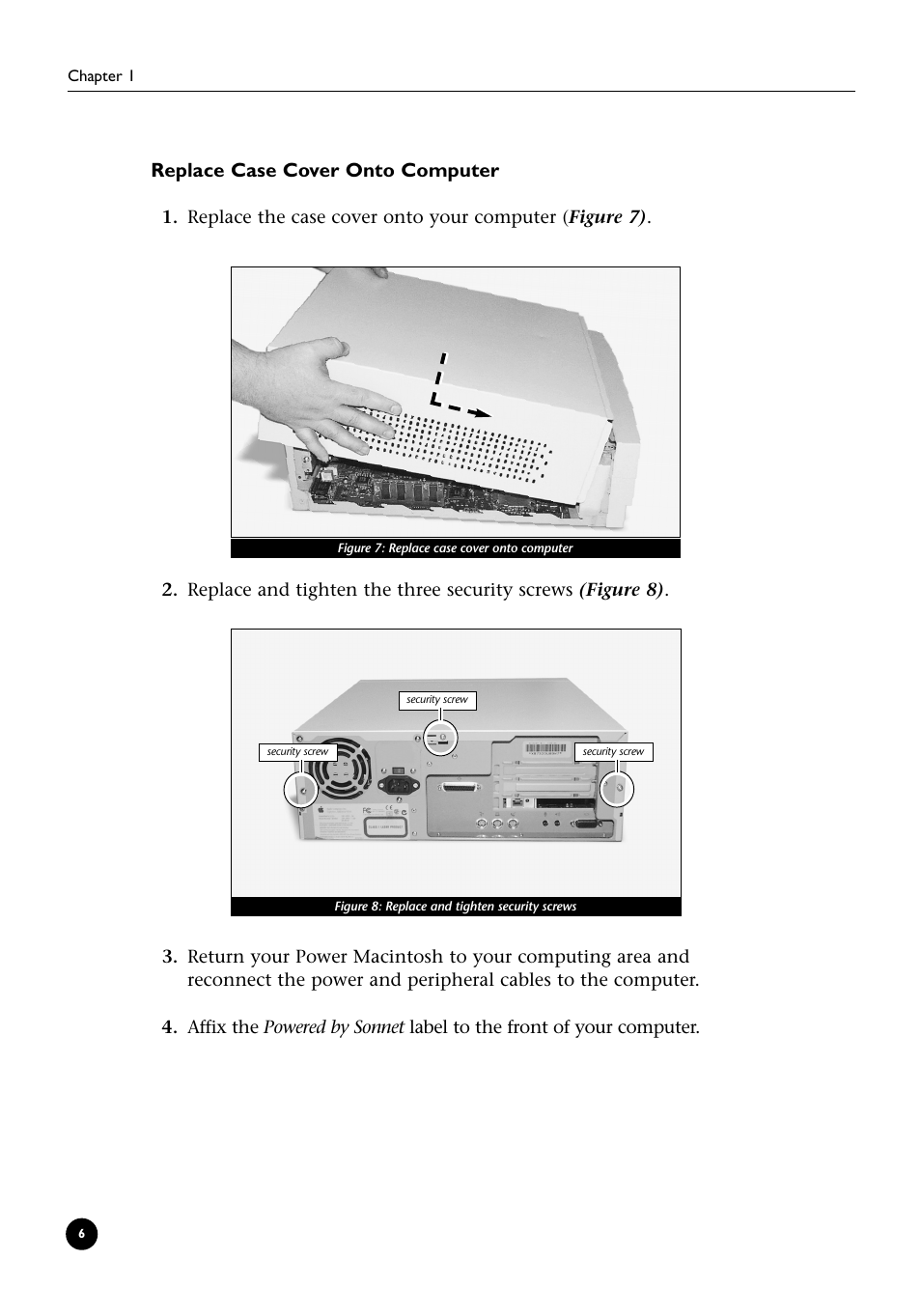 Replace case cover onto computer | Sonnet Technologies Crescendo_L2 Processor Upgrade User Manual | Page 12 / 73
