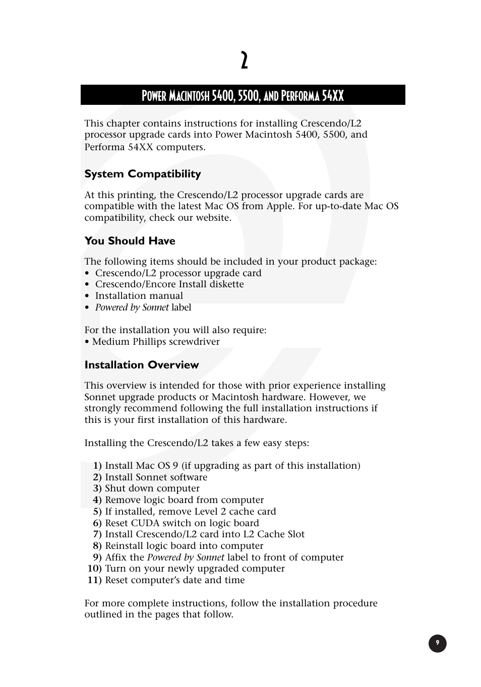 Sonnet Technologies Crescendo_L2 Processor Upgrade User Manual | Page 15 / 73
