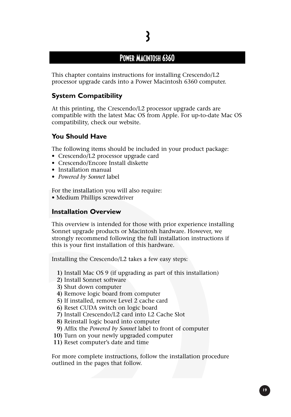 Power macintosh 6360 | Sonnet Technologies Crescendo_L2 Processor Upgrade User Manual | Page 25 / 73