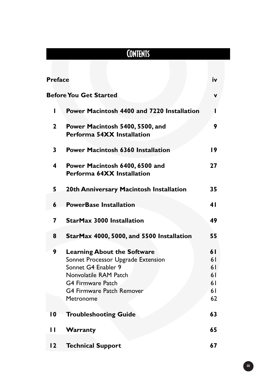 Sonnet Technologies Crescendo_L2 Processor Upgrade User Manual | Page 3 / 73
