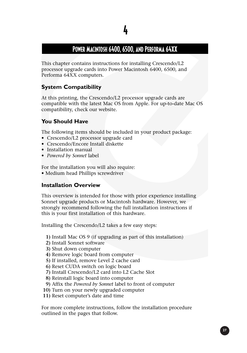 Sonnet Technologies Crescendo_L2 Processor Upgrade User Manual | Page 33 / 73