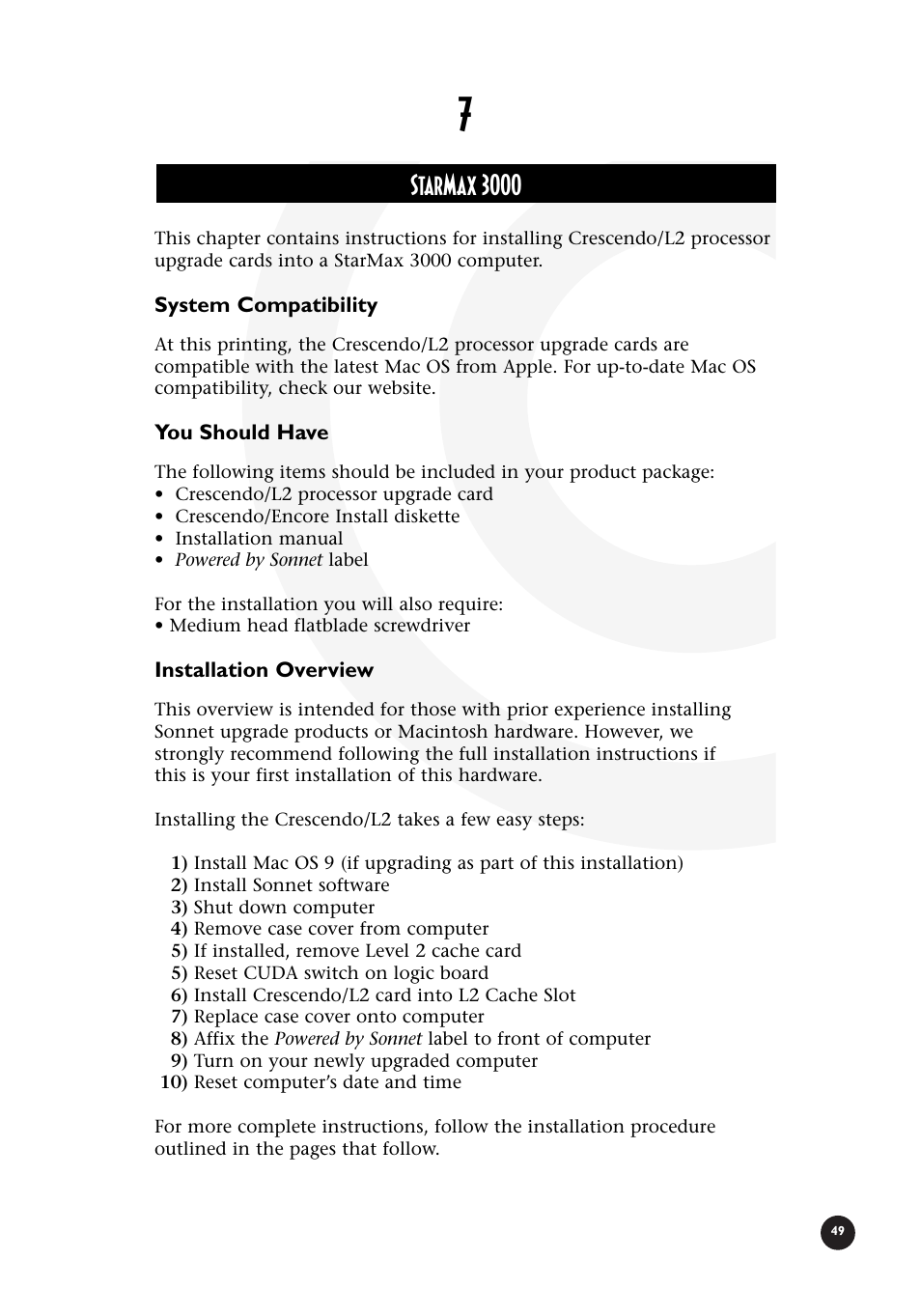 Starmax 3000 | Sonnet Technologies Crescendo_L2 Processor Upgrade User Manual | Page 55 / 73