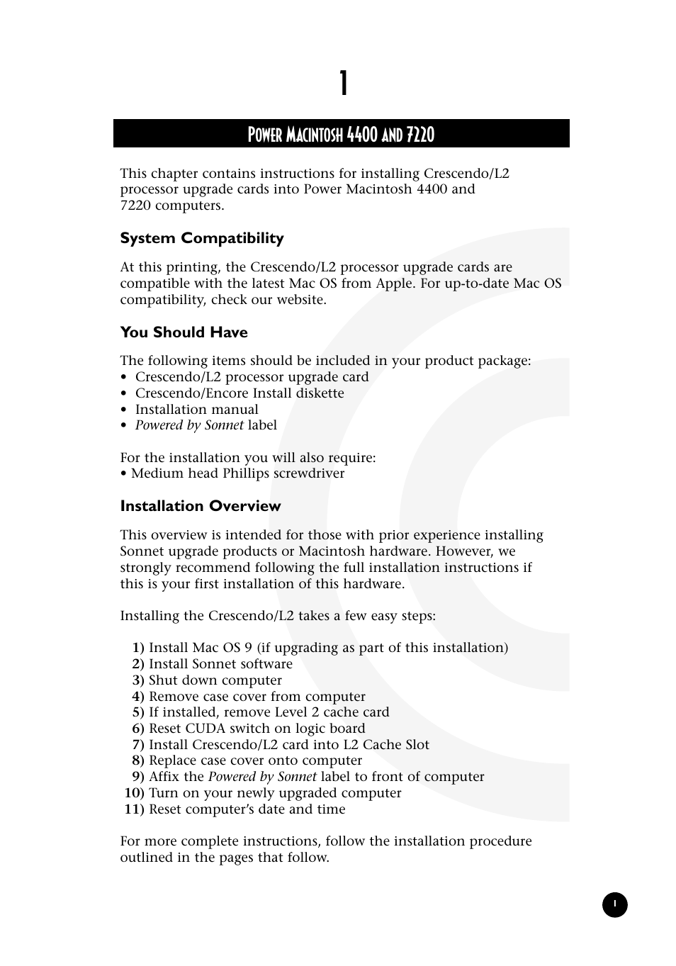 Sonnet Technologies Crescendo_L2 Processor Upgrade User Manual | Page 7 / 73