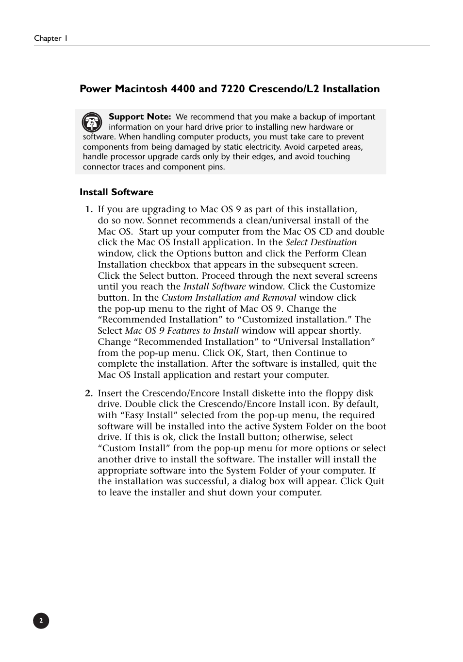 Sonnet Technologies Crescendo_L2 Processor Upgrade User Manual | Page 8 / 73