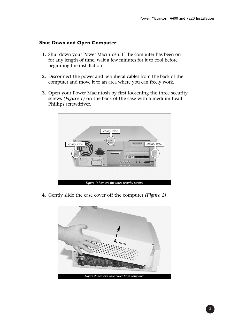 Shut down and open computer | Sonnet Technologies Crescendo_L2 Processor Upgrade User Manual | Page 9 / 73