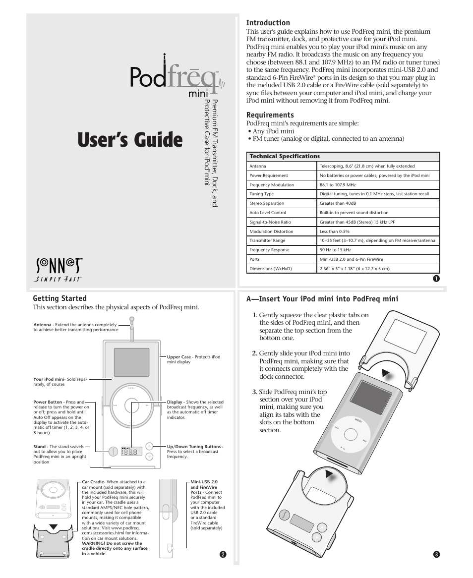 Sonnet Technologies PodFreq mini User Manual | 2 pages