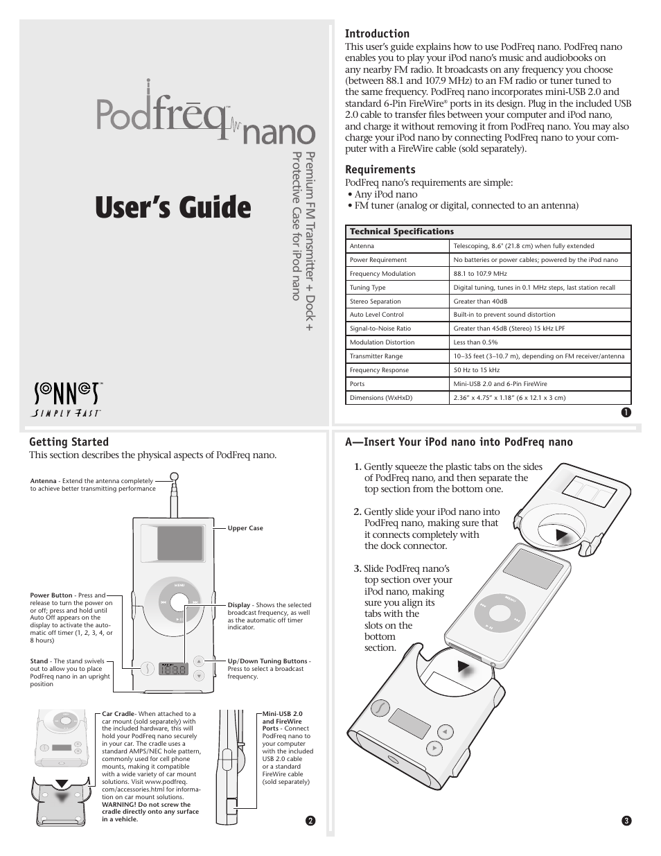 Sonnet Technologies PodFreq nano User Manual | 2 pages