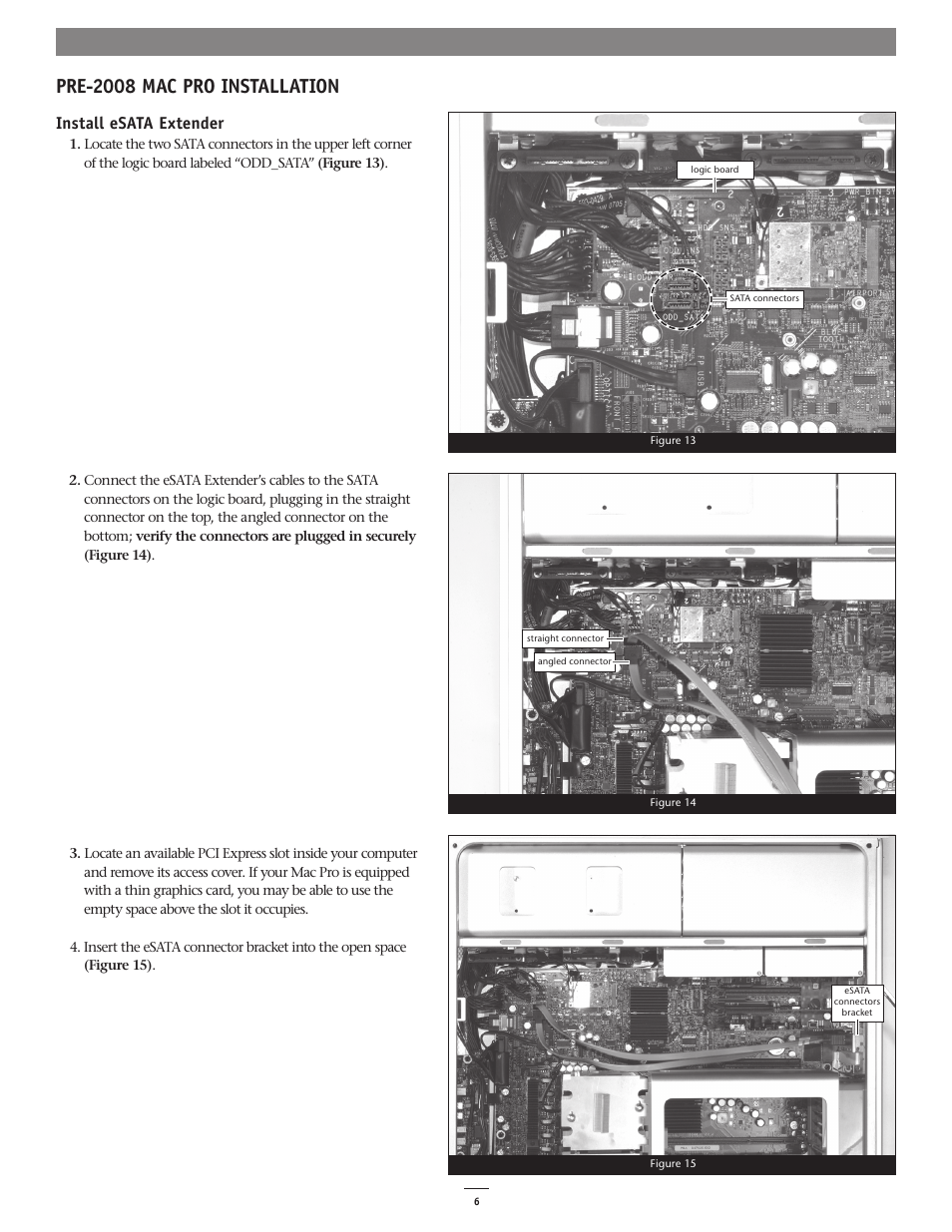 Pre-2008 mac pro installation, Install esata extender | Sonnet Technologies eSATA Extender Cable User Manual | Page 6 / 16