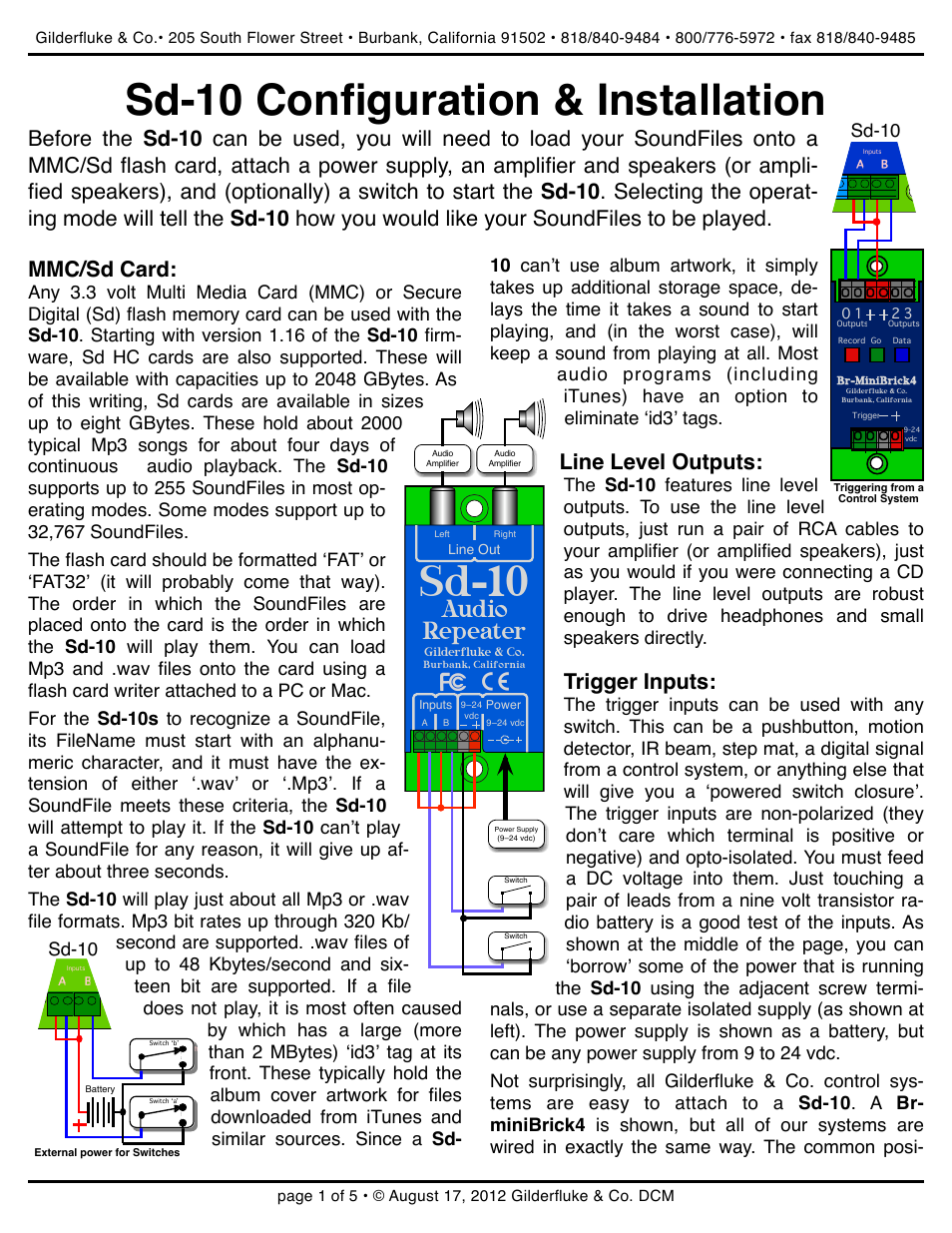 Gilderfluke&Co Sd-10 Audio Repeaters User Manual | 5 pages