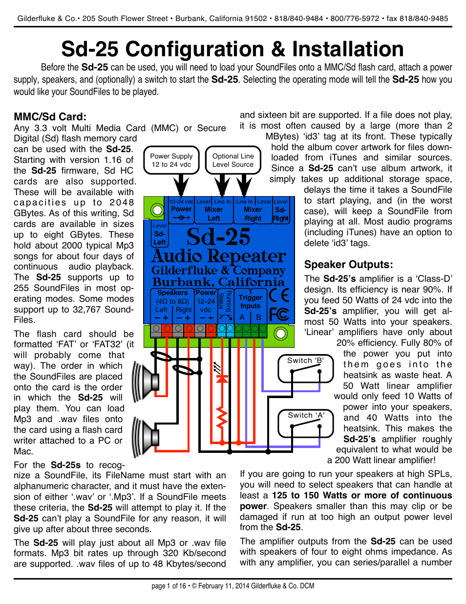 Gilderfluke&Co Sd-25 Audio Repeaters w/Amplifier User Manual | 16 pages