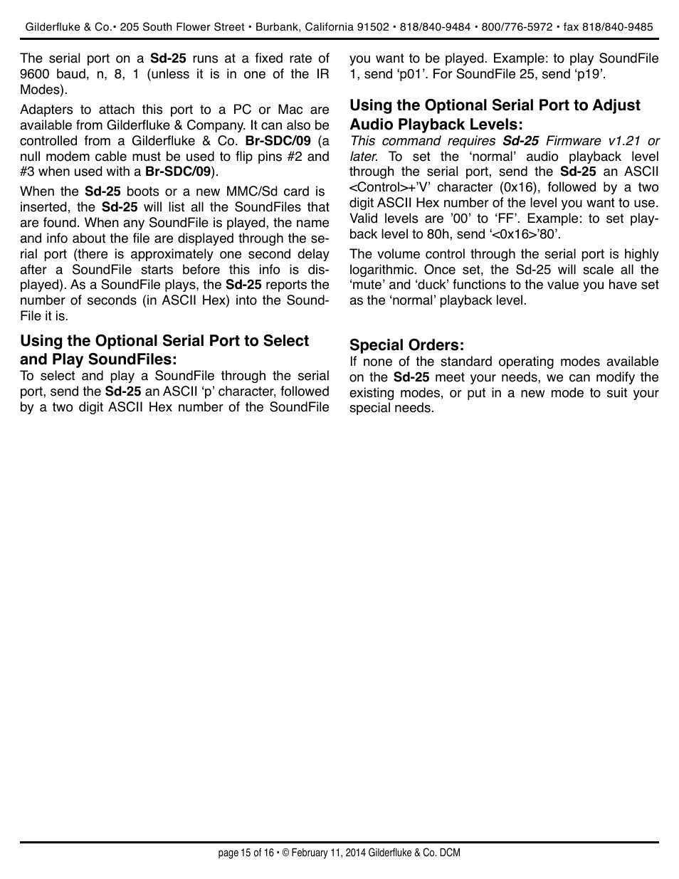 Gilderfluke&Co Sd-25 Audio Repeaters w/Amplifier User Manual | Page 15 / 16