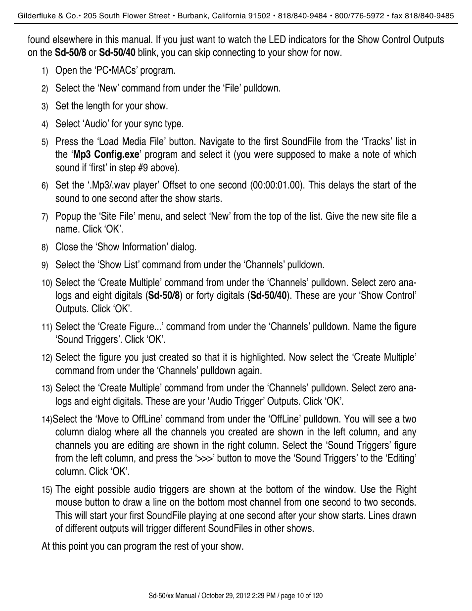 Gilderfluke&Co Sd-50 Audio & Show Controllers User Manual | Page 10 / 120