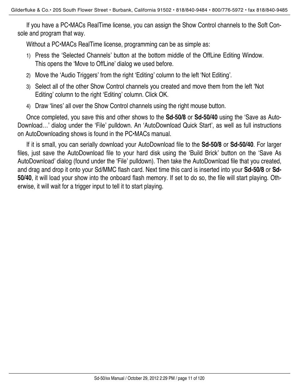 Gilderfluke&Co Sd-50 Audio & Show Controllers User Manual | Page 11 / 120