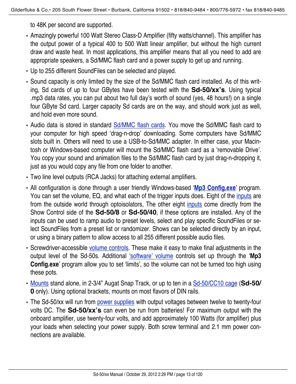 Gilderfluke&Co Sd-50 Audio & Show Controllers User Manual | Page 13 / 120