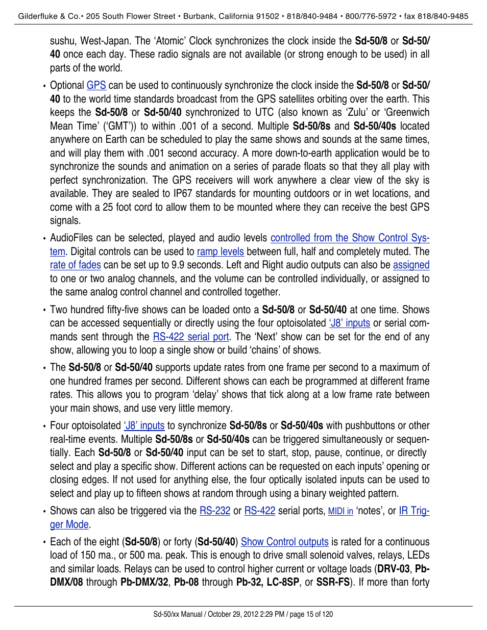 Gilderfluke&Co Sd-50 Audio & Show Controllers User Manual | Page 15 / 120