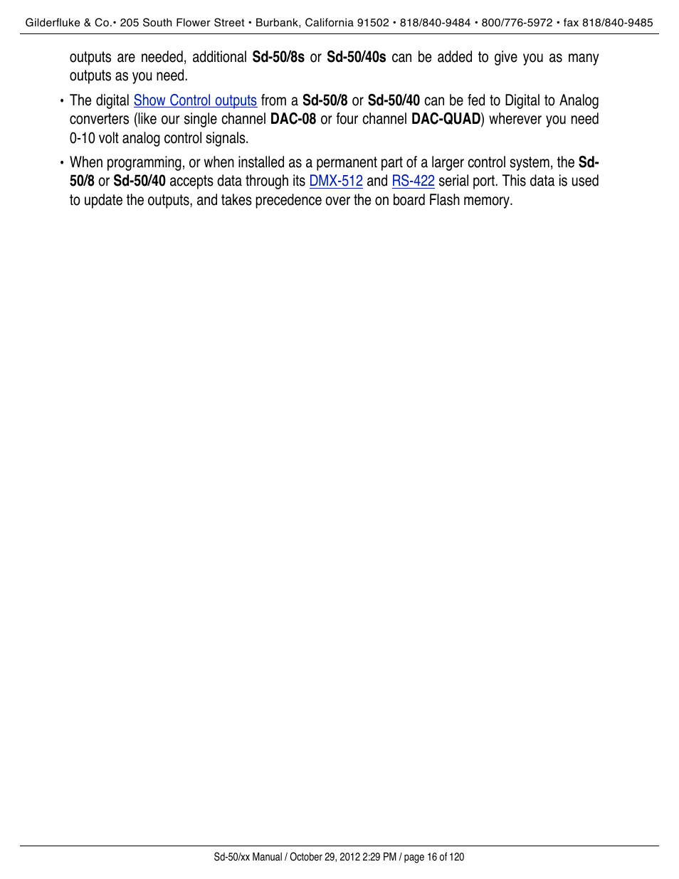 Gilderfluke&Co Sd-50 Audio & Show Controllers User Manual | Page 16 / 120