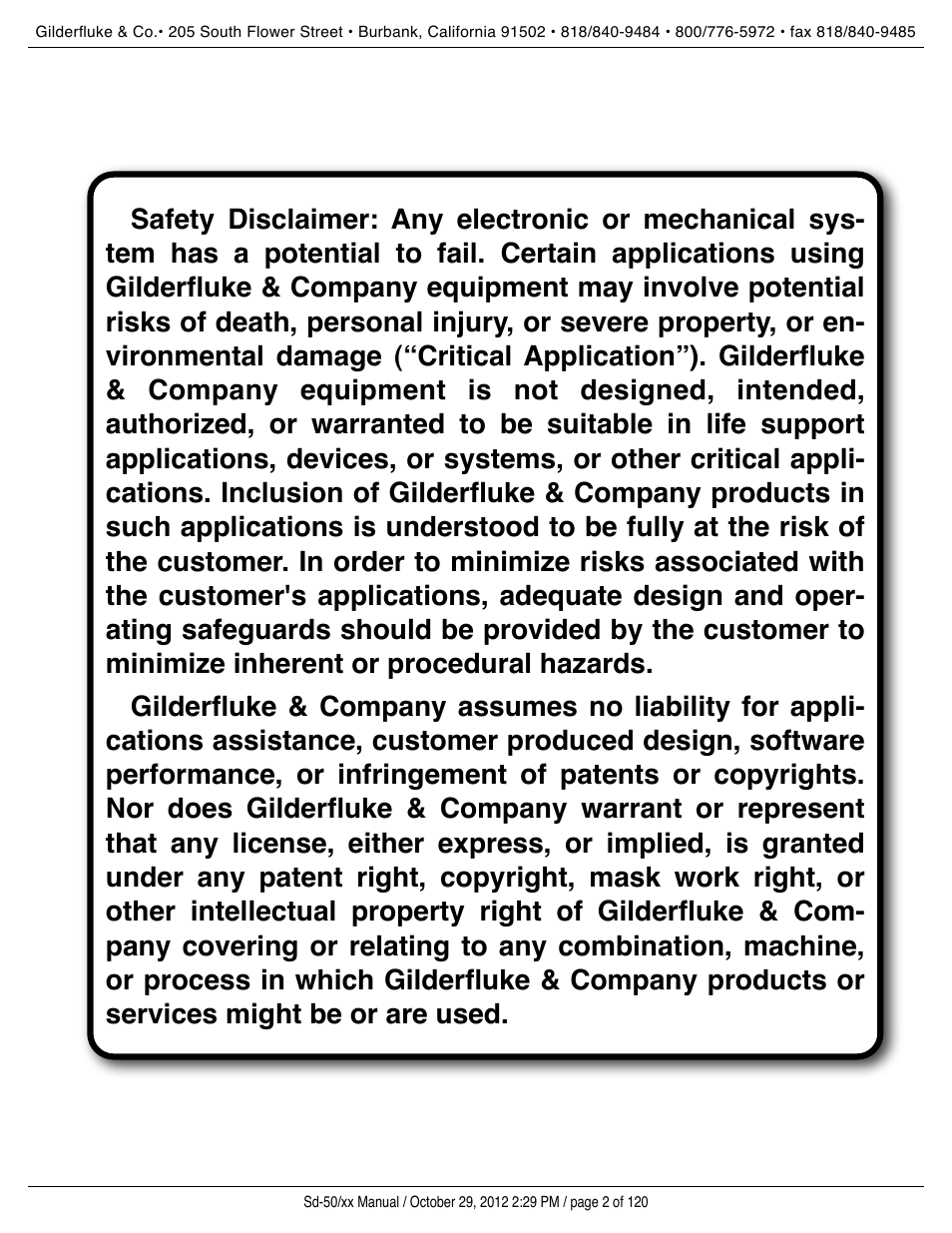 Gilderfluke&Co Sd-50 Audio & Show Controllers User Manual | Page 2 / 120