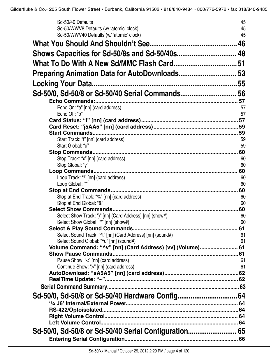 Gilderfluke&Co Sd-50 Audio & Show Controllers User Manual | Page 4 / 120