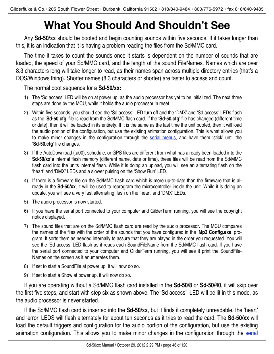 What you should and shouldn’t see, What you should and shouldnʼt see | Gilderfluke&Co Sd-50 Audio & Show Controllers User Manual | Page 46 / 120